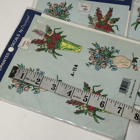 VTG Decals by Decoral Hand painted Flowers Vases A-114 Colorful MCM - Picture 3 of 5
